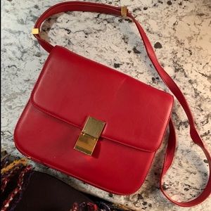 Red Céline size medium box purse